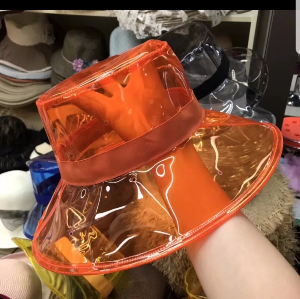 NWOT orange transparant bucket hat